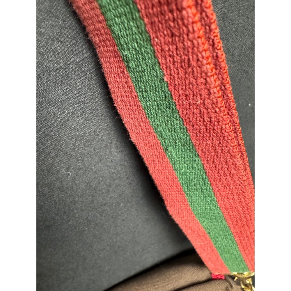 Stussy Canvas Shoulder Bag Brown Red Green Stripe Crossbody Streetwear Vintage - Picture 8 of 10